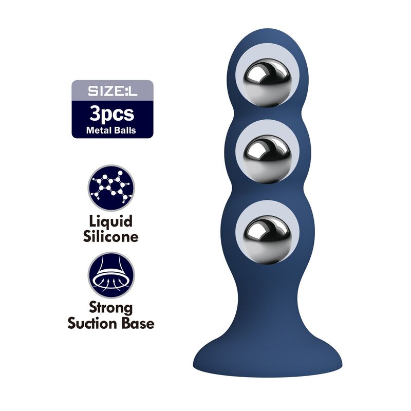 Mr Play-Dop Anal cu Bile Metalice și Ventuză Albastru 3 MR PLAY - ANAL PLUG WITH METAL BALLS AND SUCTION CUP BLUE · Jucarii Anale (imaginea 3)