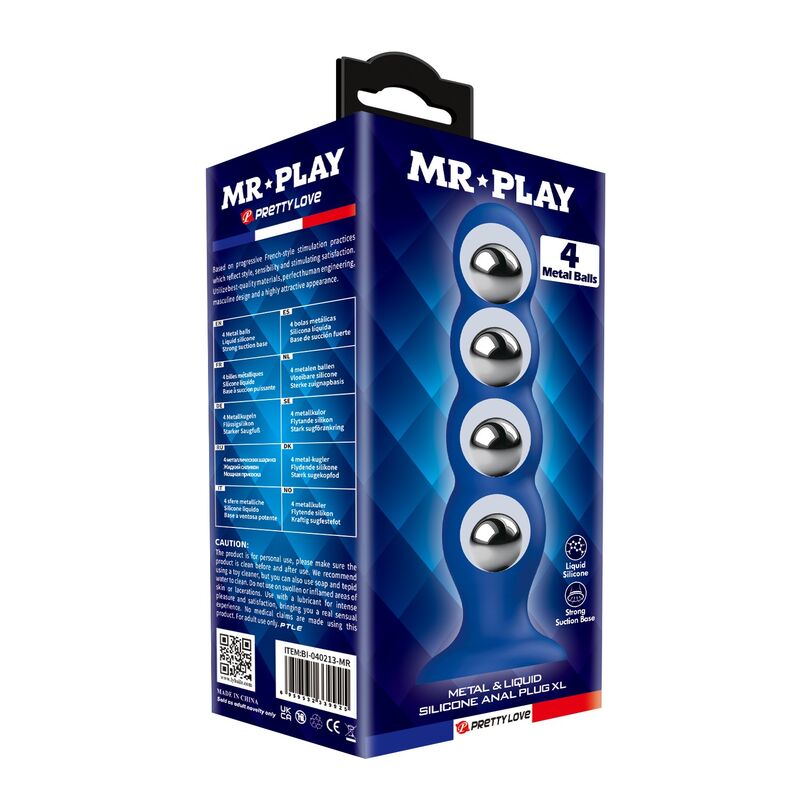 MR PLAY - ANAL PLUG WITH 4 METAL BALLS AND SUCTION CUP BLUE · Jucarii Anale (imaginea 3)