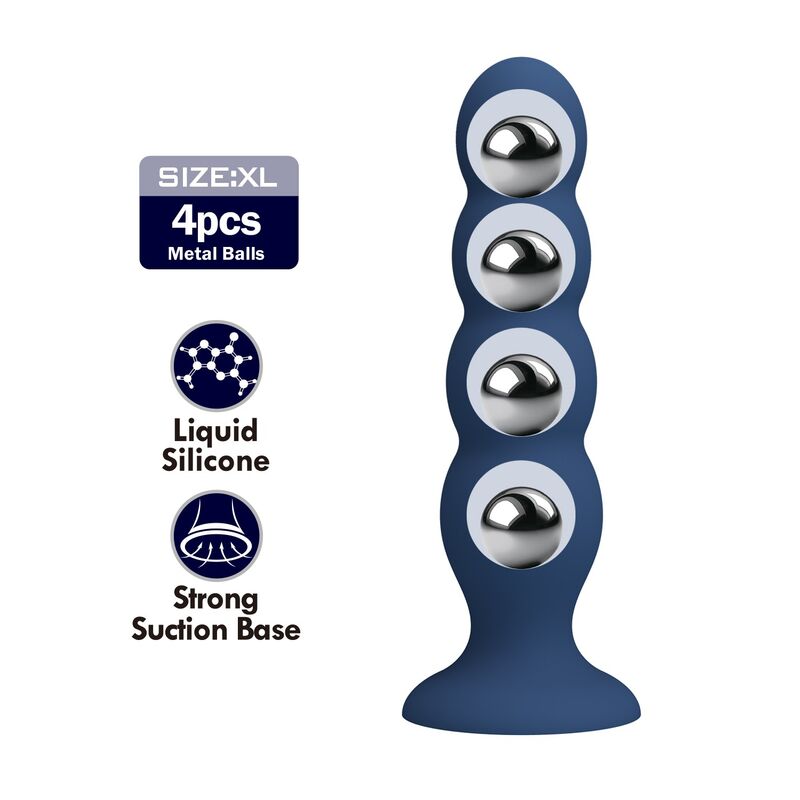 MR PLAY - ANAL PLUG WITH 4 METAL BALLS AND SUCTION CUP BLUE · Jucarii Anale (imaginea 2)