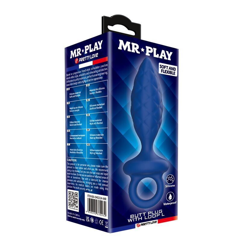 MR PLAY - TEXTURED ANAL PLUG WITH RING BLUE L · Jucarii Anale (imaginea 4)