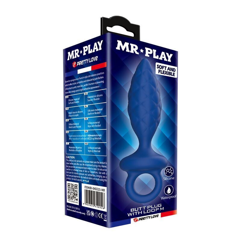 MR PLAY - TEXTURED ANAL PLUG WITH RING BLUE M · Jucarii Anale (imaginea 8)