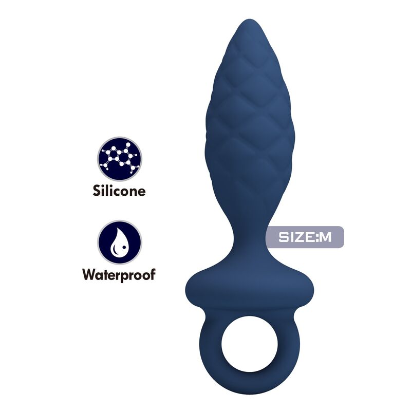 MR PLAY - TEXTURED ANAL PLUG WITH RING BLUE M · Jucarii Anale (imaginea 2)
