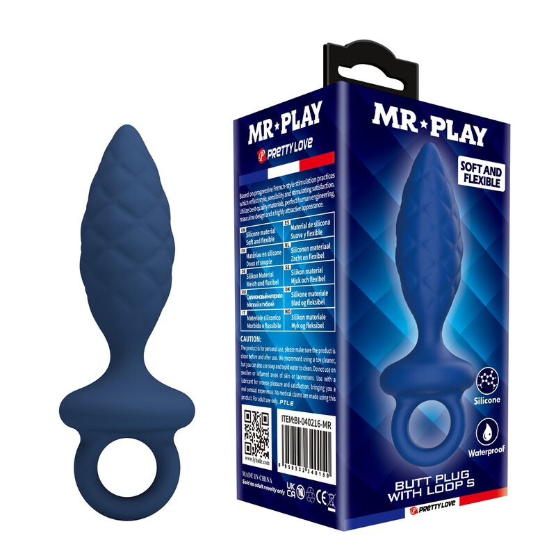 MR PLAY - TEXTURED ANAL PLUG WITH RING BLUE S · Jucarii Anale