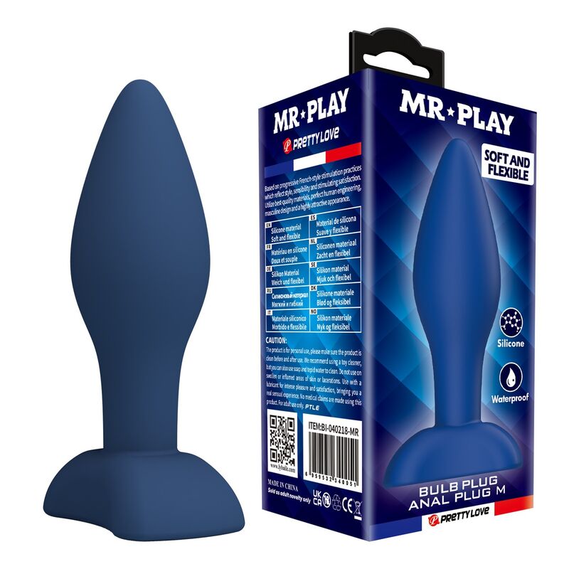 MR PLAY - TAPERED SILICONE ANAL PLUG BLUE M · Jucarii Anale