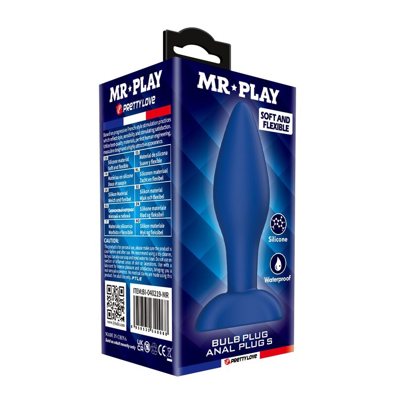 MR PLAY - TAPERED SILICONE ANAL PLUG BLUE S · Jucarii Anale (imaginea 8)