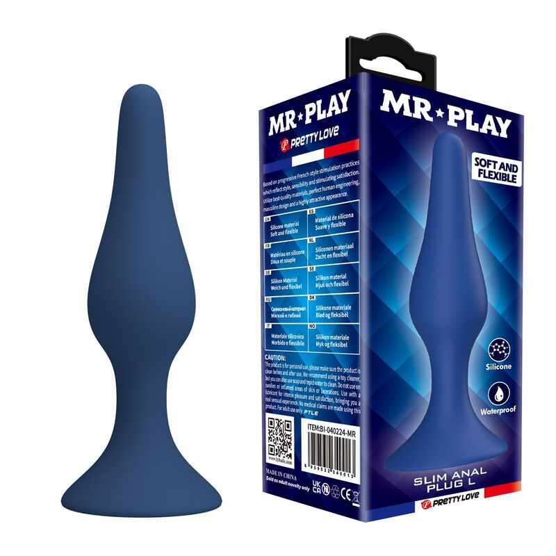 MR PLAY - SLIM SILICONE ANAL PLUG BLUE L · Jucarii Anale