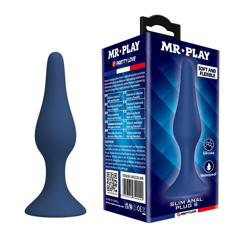 MR PLAY - BLUE SILICONE SLIM ANAL PLUG SIZE S · Jucarii Anale
