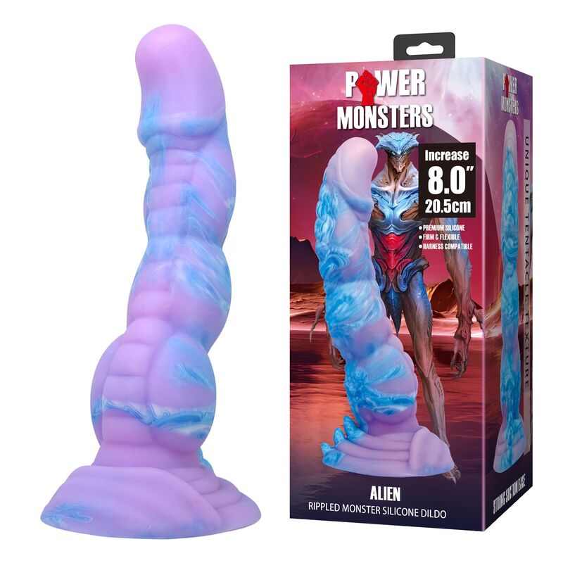 POWER MONSTERS - ALIEN FANTASY SILICONE DILDO 20.5 CM Ø 4.8 CM · Dildo & Stimulatoare (imaginea 2)