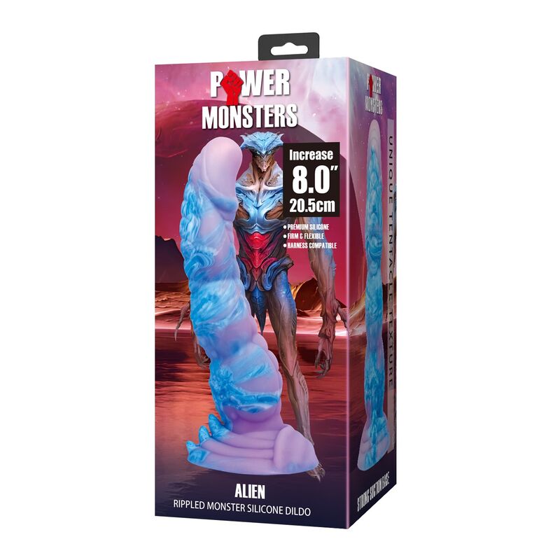 POWER MONSTERS - ALIEN FANTASY SILICONE DILDO 20.5 CM Ø 4.8 CM · Dildo & Stimulatoare (imaginea 3)