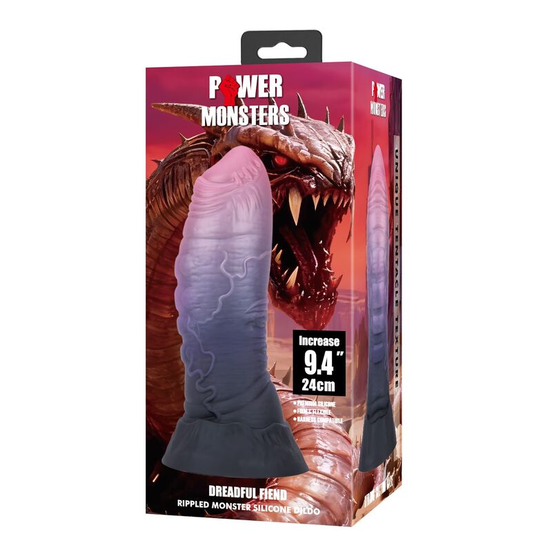 Power Monsters-Dreadful Fiend Dildo Fantasy 24 cm 2 POWER MONSTERS - DREADFUL FIEND BICOLOR FANTASY SILICONE DILDO 24 CM Ø 6 CM · Dildo & Stimulatoare (imaginea 2)