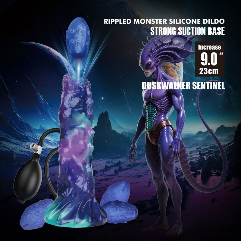 POWER MONSTERS - DUSKWALKER SENTINEL TRICOLOR INFLATABLE FANTASY SILICONE DILDO 23 CM Ø 5 CM · Dildo & Stimulatoare (imaginea 3)