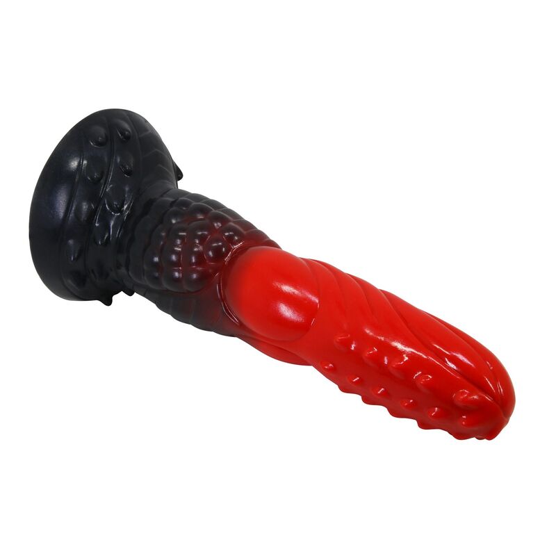 POWER MONSTERS - FIRE DRAGON FANTASY DILDO WITH SUCTION CUP 24.5 CM Ø 5.8 CM RED & BLACK · Dildo & Stimulatoare (imaginea 3)