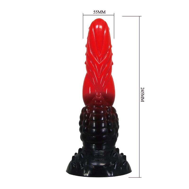 POWER MONSTERS - FIRE DRAGON FANTASY DILDO WITH SUCTION CUP 24.5 CM Ø 5.8 CM RED & BLACK · Dildo & Stimulatoare (imaginea 8)
