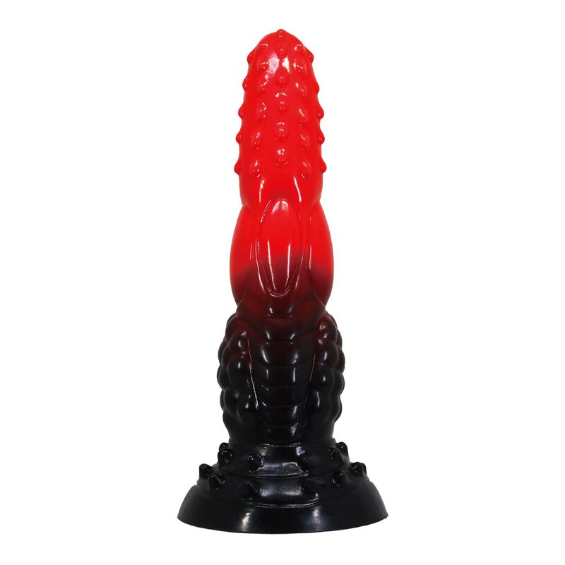 POWER MONSTERS - FIRE DRAGON FANTASY DILDO WITH SUCTION CUP 24.5 CM Ø 5.8 CM RED & BLACK · Dildo & Stimulatoare (imaginea 4)