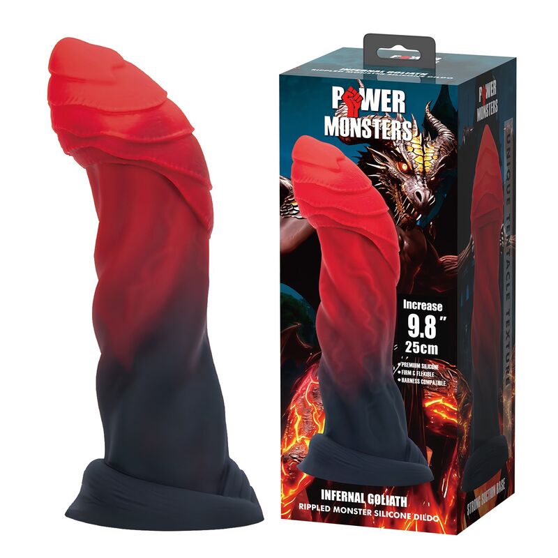 POWER MONSTERS - INFERNAL GOLIATH BICOLOR FANTASY SILICONE DILDO 25 CM Ø 6 CM · Dildo & Stimulatoare (imaginea 3)