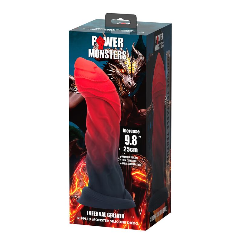 POWER MONSTERS - INFERNAL GOLIATH BICOLOR FANTASY SILICONE DILDO 25 CM Ø 6 CM · Dildo & Stimulatoare (imaginea 4)