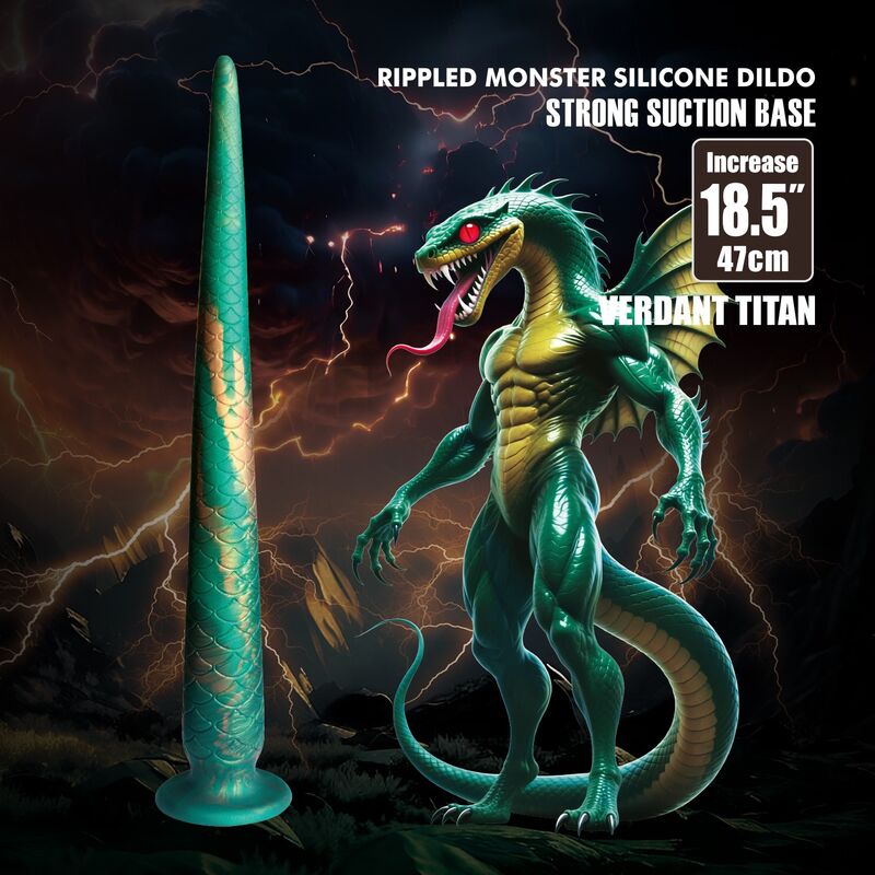 Power Monsters-Wildwyrm Tail Dildo Fantasy 47 cm 3 POWER MONSTERS - WILDWYRM TAIL BICOLOR FANTASY SILICONE DILDO 47 CM Ø 4 CM · Dildo & Stimulatoare (imaginea 3)