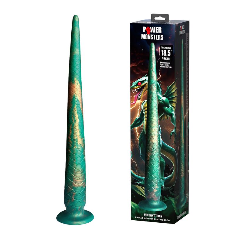 Power Monsters-Wildwyrm Tail Dildo Fantasy 47 cm 2 POWER MONSTERS - WILDWYRM TAIL BICOLOR FANTASY SILICONE DILDO 47 CM Ø 4 CM · Dildo & Stimulatoare (imaginea 2)