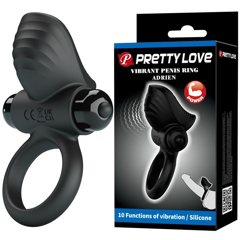 PRETTY LOVE - ADRIEN VIBRATING PENIS RING 10 FUNCTIONS BLACK · Inele & Mansoane Penis (imaginea 10)
