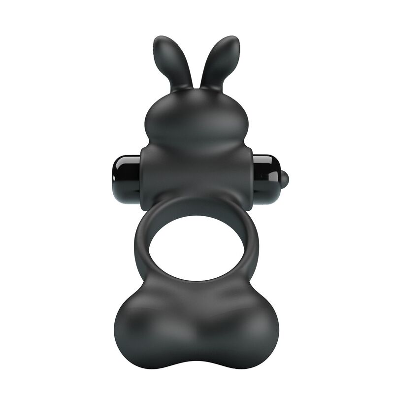 Pretty Love-Inel Vibrator cu Stimulator Iepuraș Negru 332 Pretty Love-Inel Vibrator cu Stimulator Iepuraș Negru