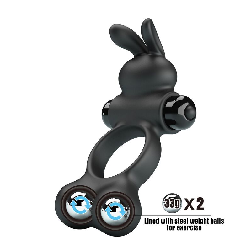 Pretty Love-Inel Vibrator cu Stimulator Iepuraș Negru 3 PRETTY LOVE - VIBRATING PENIS RING WITH BUNNY STIMULATOR 10 FUNCTIONS BLACK · Inele & Mansoane Penis (imaginea 3)