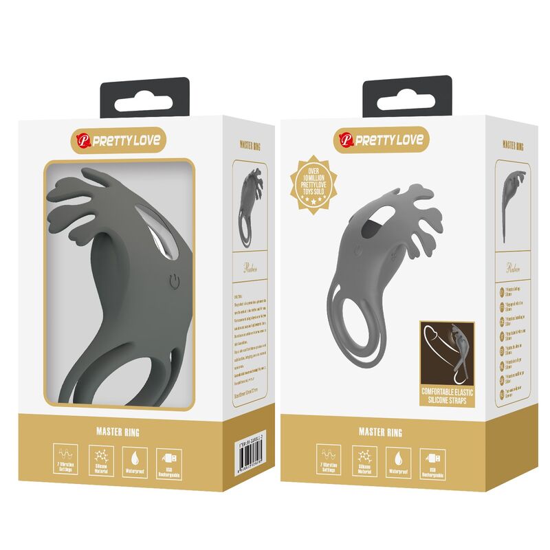 PRETTY LOVE - RECHARGEABLE VIBRATING RING WITH STIMULATOR · Inele & Mansoane Penis (imaginea 2)