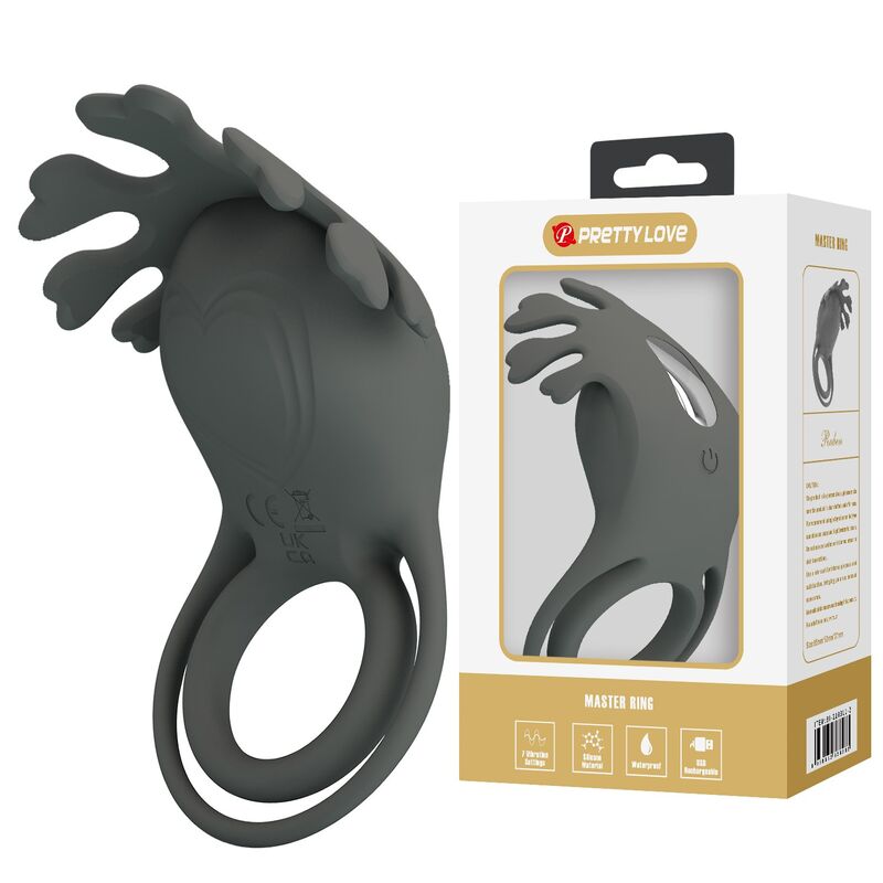 PRETTY LOVE - RECHARGEABLE VIBRATING RING WITH STIMULATOR · Inele & Mansoane Penis (imaginea 9)
