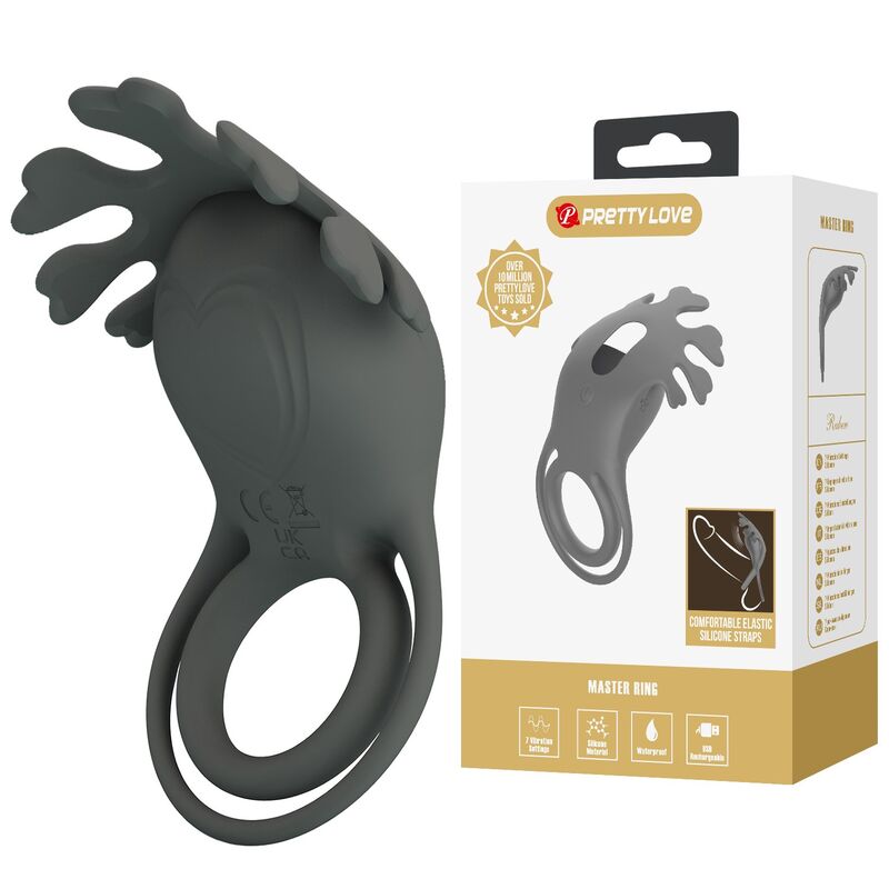 PRETTY LOVE - RECHARGEABLE VIBRATING RING WITH STIMULATOR · Inele & Mansoane Penis (imaginea 3)