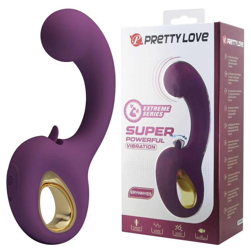PRETTY LOVE - BRYNNLEE RECHARGEABLE VIBRATOR WITH ORAL STIMULATOR 10 VIBRATIONS & 5 LICKING FUNCTIONS PURPLE · Vibratoare