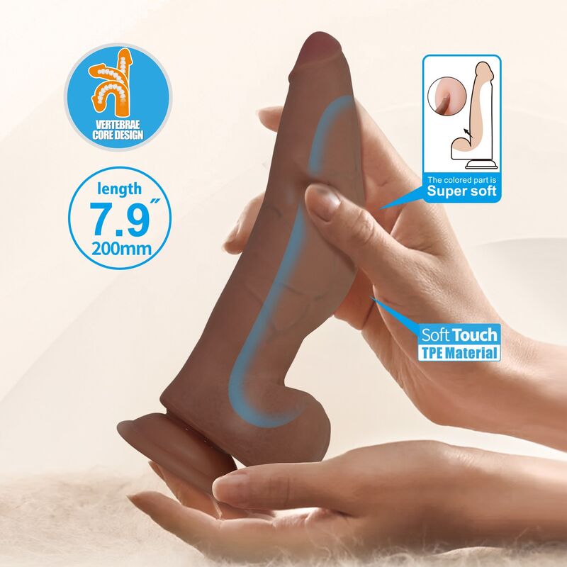 PRETTY LOVE - CUTHBERT REALISTIC FLEXIBLE DILDO 20 CM Ø 5 CM TPE BROWN · Dildo & Stimulatoare (imaginea 8)