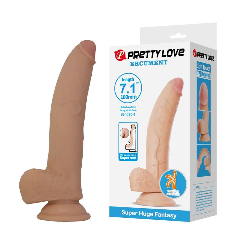 PRETTY LOVE - ELLCUMENT REALISTIC FLEXIBLE DILDO 18 CM Ø 4.5 CM TPE NATURAL · Dildo & Stimulatoare
