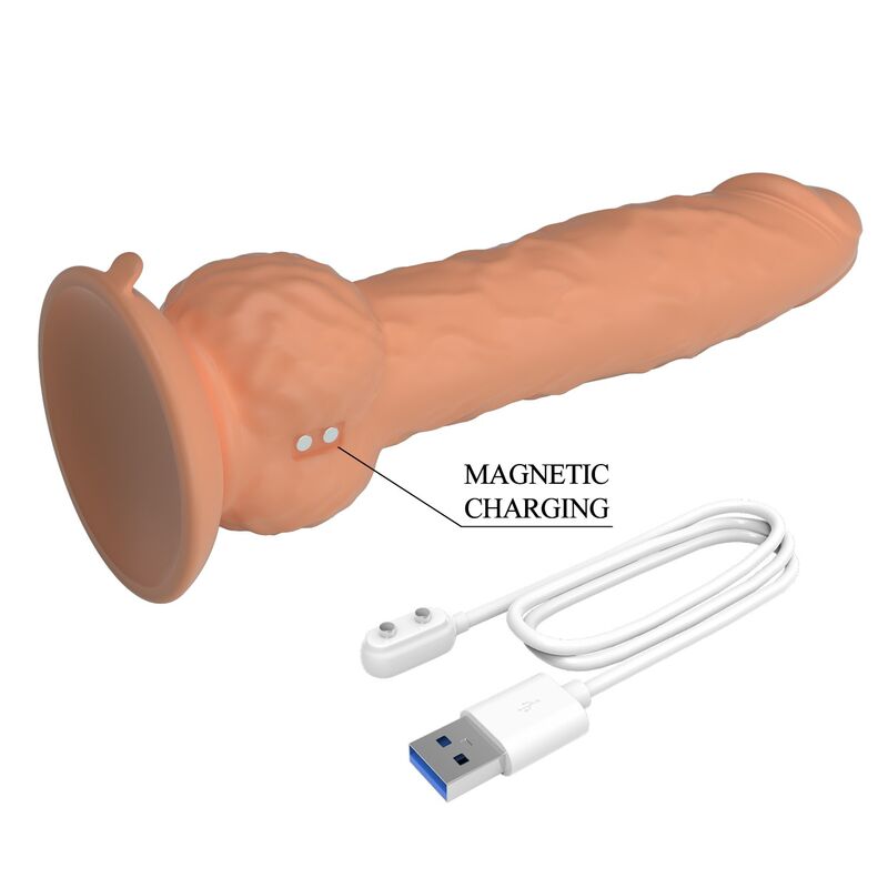PRETTY LOVE - EREN THRUSTING VIBRATING DILDO 20.5 CM Ø 4.5 CM NATURAL · Jucarii Anale (imaginea 6)