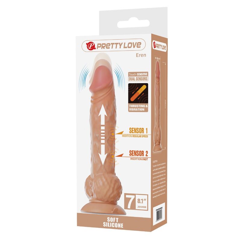 PRETTY LOVE - EREN THRUSTING VIBRATING DILDO 20.5 CM Ø 4.5 CM NATURAL · Jucarii Anale (imaginea 2)