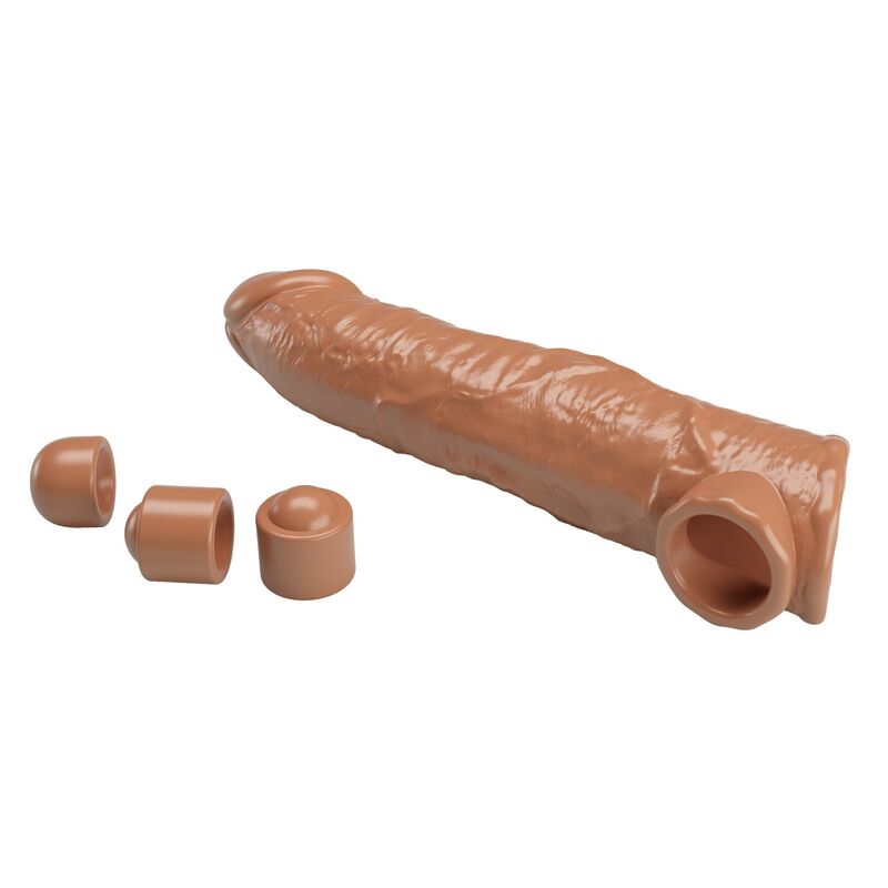 Pretty Love-Manșon Prelungitor Reglabil 26 cm Maro 6 PRETTY LOVE - ADJUSTABLE PENIS EXTENSION SLEEVE 26 CM Ø 4 CM BROWN · Inele & Mansoane Penis (imaginea 6)