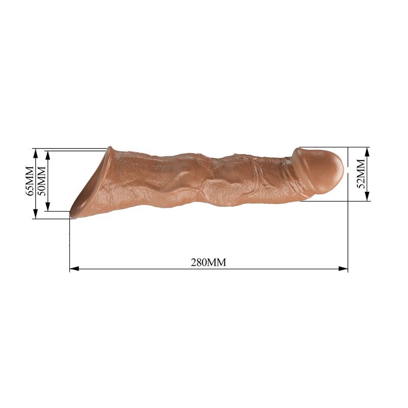 PRETTY LOVE - ADJUSTABLE PENIS EXTENSION SLEEVE 28 CM Ø 4.5 CM BROWN · Inele & Mansoane Penis (imaginea 9)