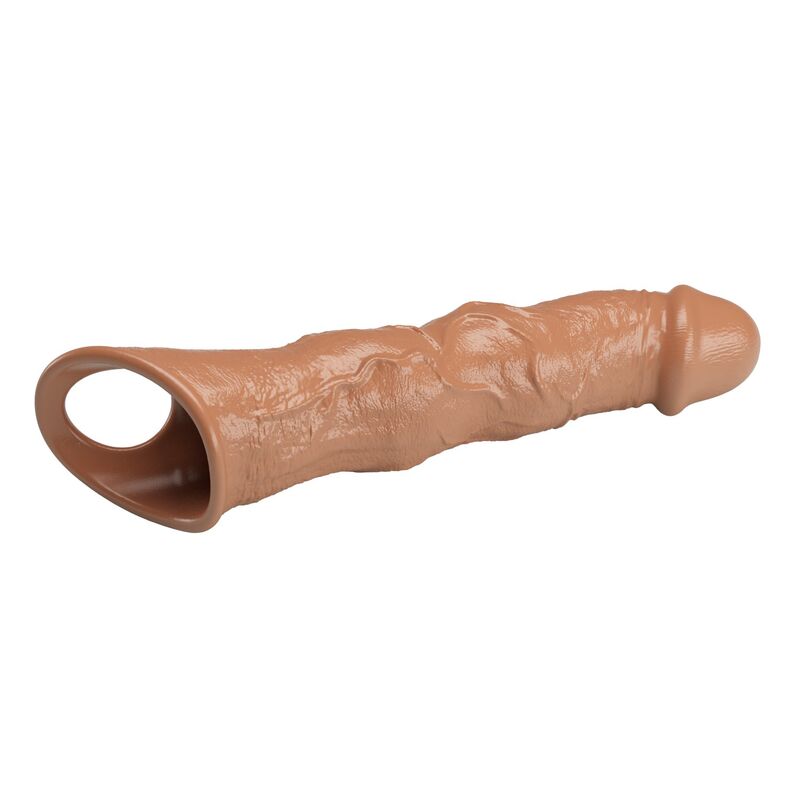 PRETTY LOVE - ADJUSTABLE PENIS EXTENSION SLEEVE 28 CM Ø 4.5 CM BROWN · Inele & Mansoane Penis (imaginea 2)