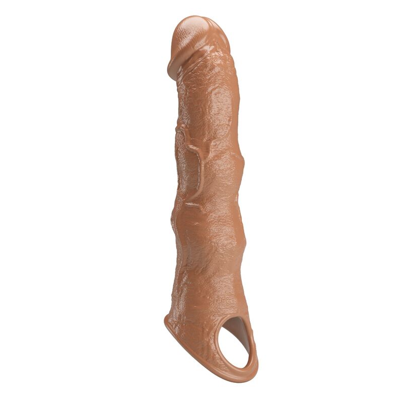 PRETTY LOVE - ADJUSTABLE PENIS EXTENSION SLEEVE 28 CM Ø 4.5 CM BROWN · Inele & Mansoane Penis (imaginea 7)