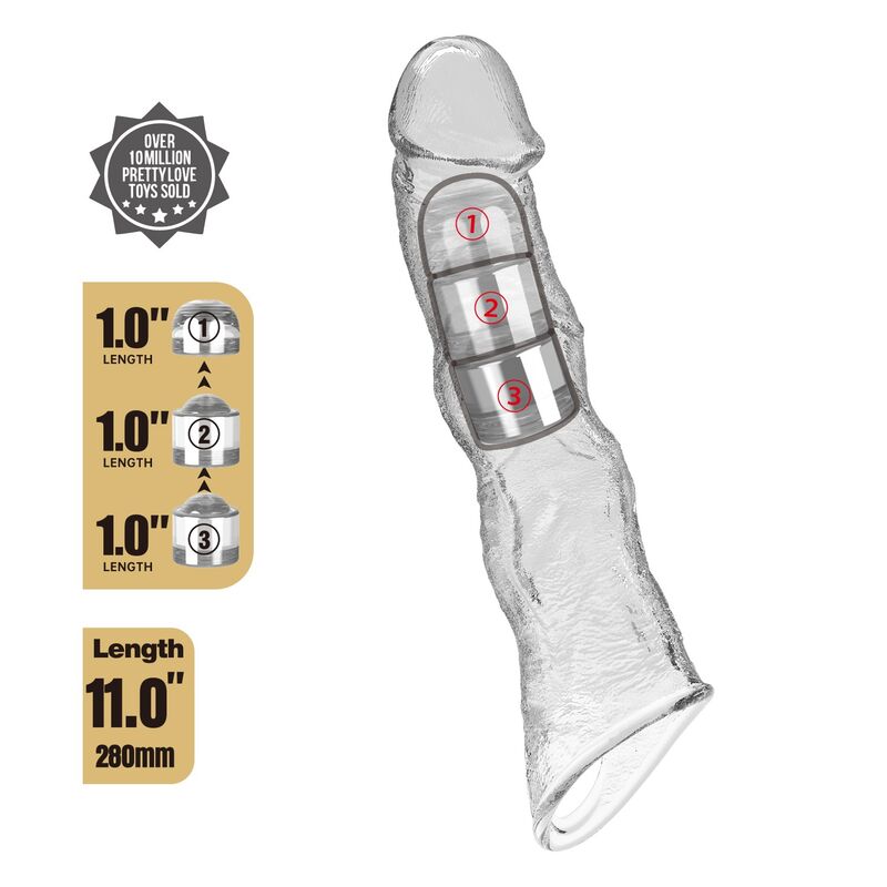 Pretty Love-Manșon Prelungitor Reglabil 28 cm Transparent 5 PRETTY LOVE - ADJUSTABLE PENIS EXTENSION SLEEVE 28 CM Ø 4.5 CM TRANSPARENT · Inele & Mansoane Penis (imaginea 5)