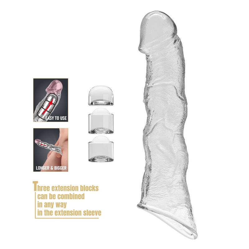 Pretty Love-Manșon Prelungitor Reglabil 28 cm Transparent 6 PRETTY LOVE - ADJUSTABLE PENIS EXTENSION SLEEVE 28 CM Ø 4.5 CM TRANSPARENT · Inele & Mansoane Penis (imaginea 6)