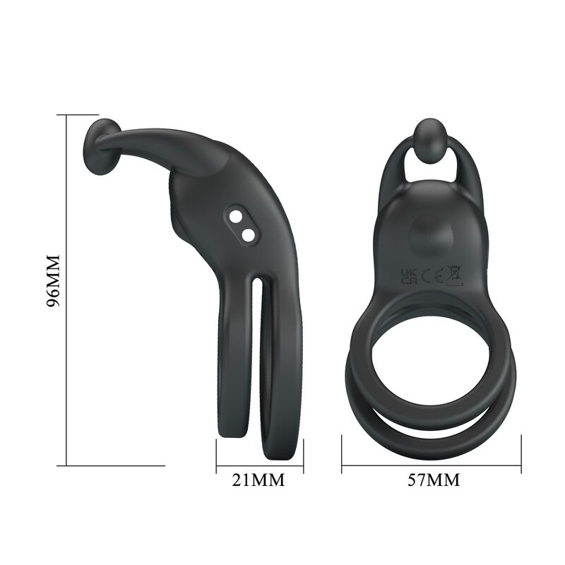 PRETTY LOVE - GOODWIN RECHARGEABLE DOUBLE VIBRATING COCK RING BLACK · Inele & Mansoane Penis (imaginea 3)