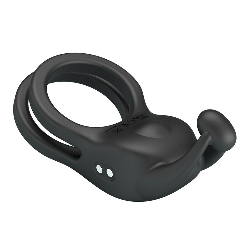 PRETTY LOVE - GOODWIN RECHARGEABLE DOUBLE VIBRATING COCK RING BLACK · Inele & Mansoane Penis (imaginea 8)
