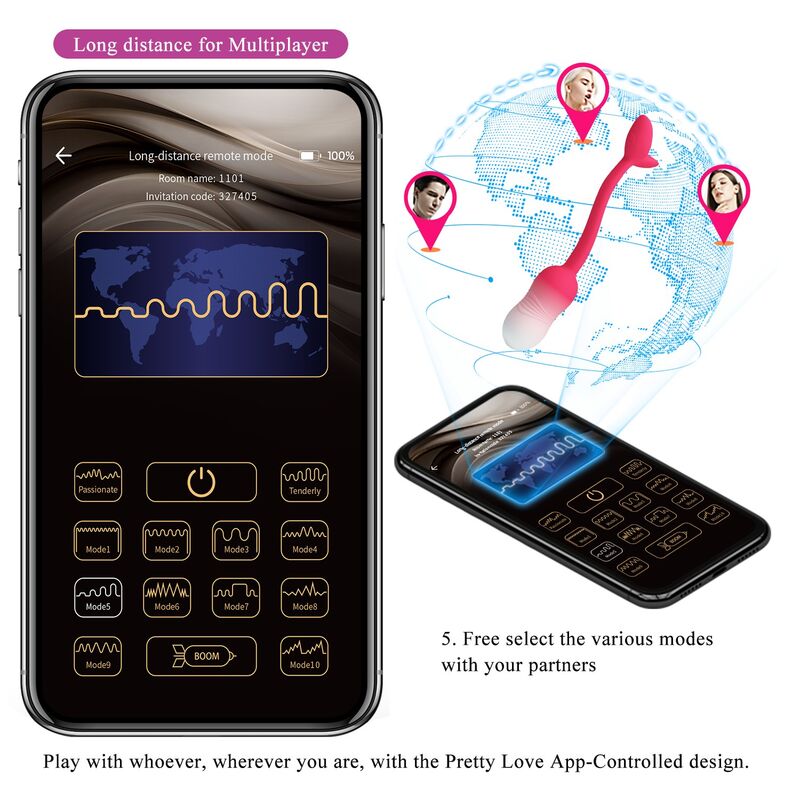 Pretty Love-Pulsen Ou Vibrator cu Aplicație 12 Funcții Roz 5 PRETTY LOVE - PULSEN APP CONTROL VIBRATING EGG 12 FUNCTIONS USB RECHARGEABLE PINK · Jucarii Cupluri (imaginea 5)