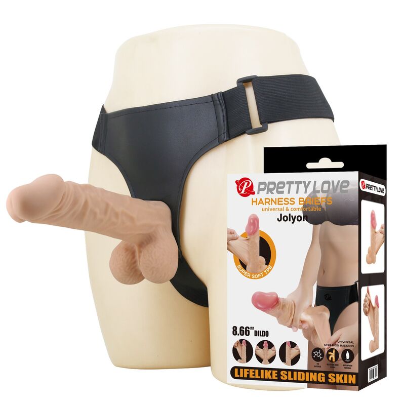 PRETTY LOVE - JOLYON HARNESS WITH FLEXIBLE DILDO 22 CM Ø 4.8 CM NATURAL · Dildo & Stimulatoare