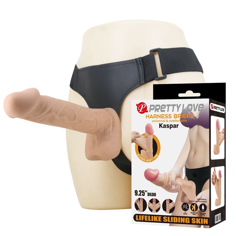 PRETTY LOVE - KASPAR HARNESS WITH FLEXIBLE DILDO 21 CM Ø 5 CM NATURAL · Dildo & Stimulatoare