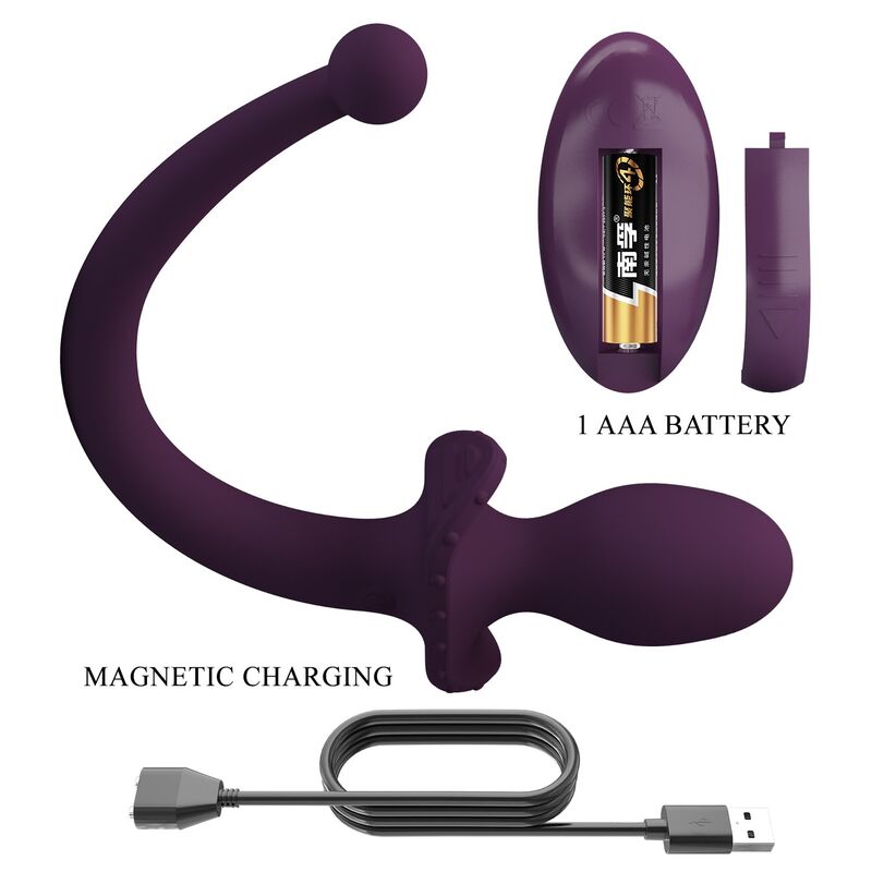 PRETTY LOVE - LIOEA VIBRATING ANAL PLUG WITH TAIL 12 FUNCTIONS PURPLE REMOTE CONTROL · Jucarii Anale (imaginea 9)