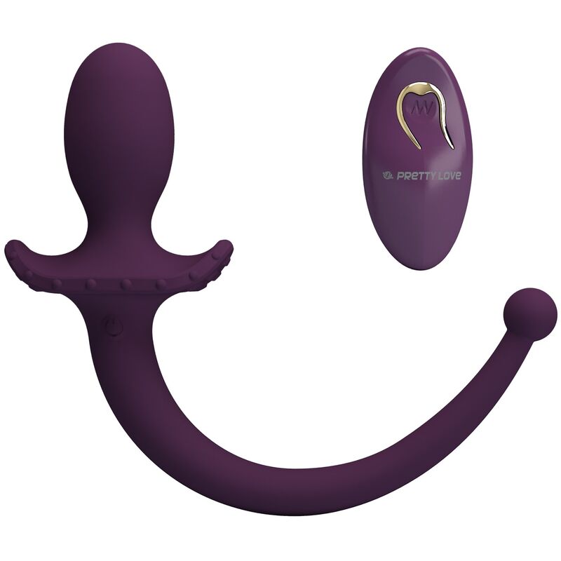 PRETTY LOVE - LIOEA VIBRATING ANAL PLUG WITH TAIL 12 FUNCTIONS PURPLE REMOTE CONTROL · Jucarii Anale (imaginea 4)