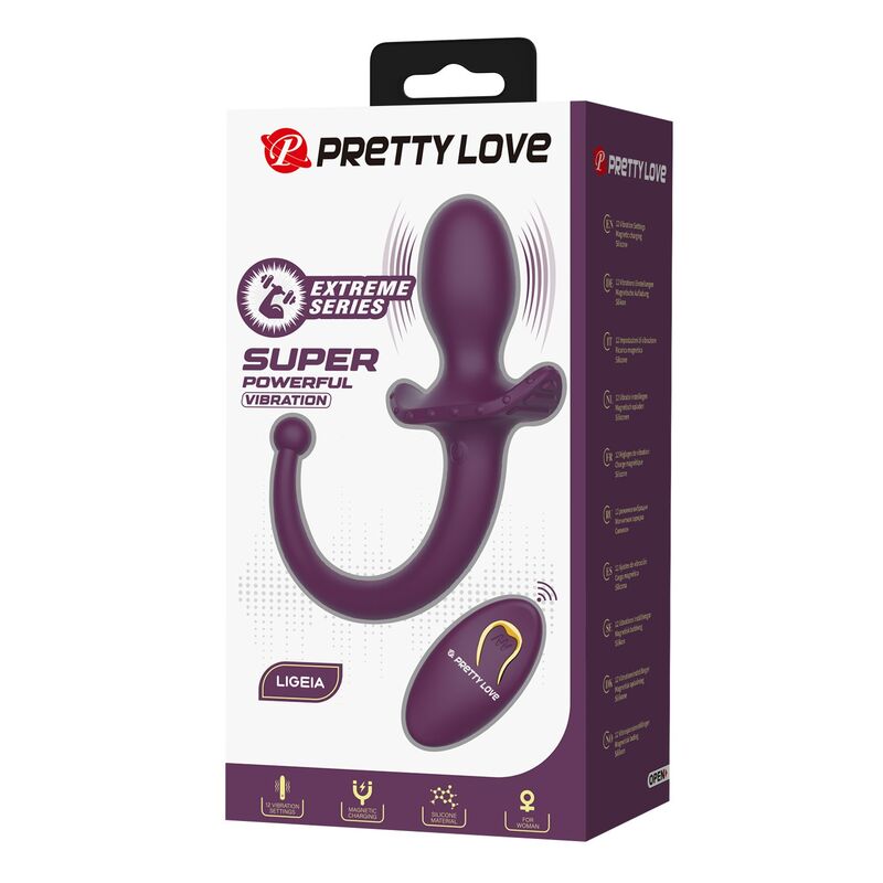 PRETTY LOVE - LIOEA VIBRATING ANAL PLUG WITH TAIL 12 FUNCTIONS PURPLE REMOTE CONTROL · Jucarii Anale (imaginea 8)