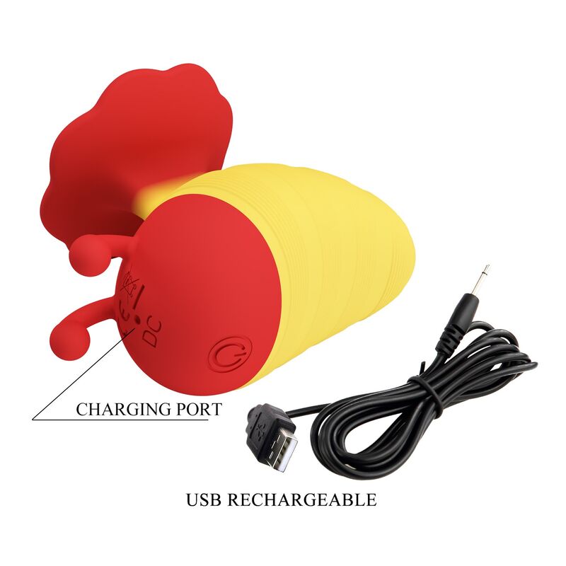 PRETTY LOVE - LITTLE BEE RECHARGEABLE CLITORAL STIMULATOR 7 MODES RED/YELLOW · Vibratoare (imaginea 6)