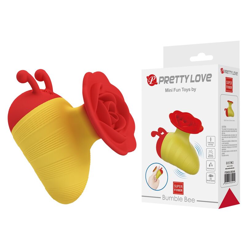 PRETTY LOVE - LITTLE BEE RECHARGEABLE CLITORAL STIMULATOR 7 MODES RED/YELLOW · Vibratoare (imaginea 5)