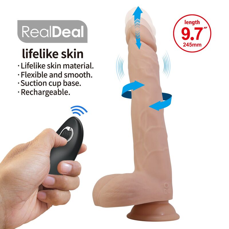 Pretty Love-Nolan Dildo Vibrator cu Telecomandă 24,5 cm 3 PRETTY LOVE - NOLAN THRUSTING & ROTATING VIBRATING DILDO REMOTE CONTROL 24.5 CM Ø 5 CM NATURAL · Vibratoare (imaginea 3)